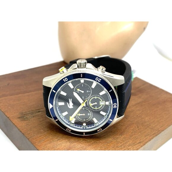 Lacoste Men's Watch 2011361 Quartz Chronograph Blue Dial Black Rubber Strap 43mm - Picture 7 of 13